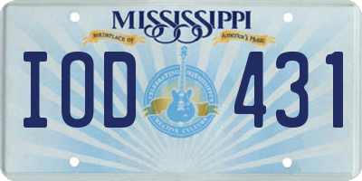 MS license plate IOD431