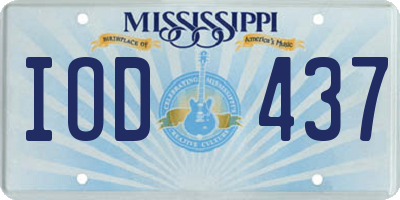 MS license plate IOD437