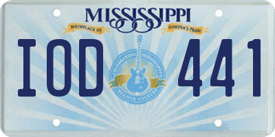 MS license plate IOD441