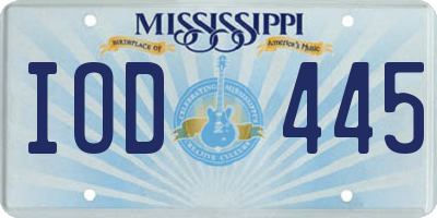 MS license plate IOD445