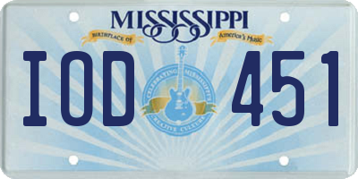 MS license plate IOD451