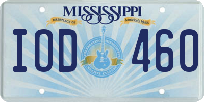 MS license plate IOD460