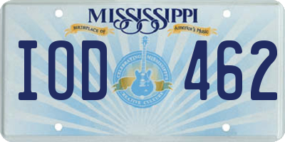MS license plate IOD462