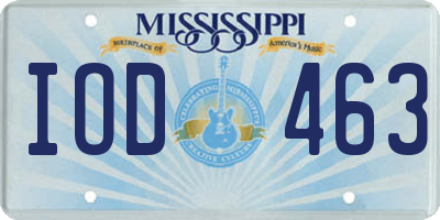 MS license plate IOD463