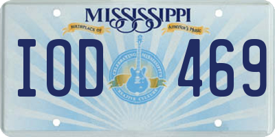 MS license plate IOD469