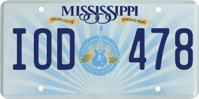 MS license plate IOD478