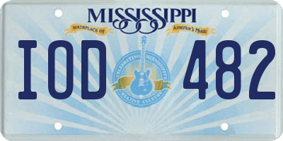 MS license plate IOD482