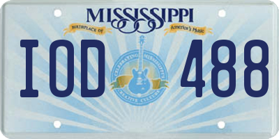 MS license plate IOD488