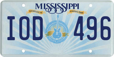 MS license plate IOD496