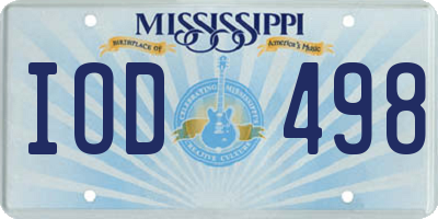 MS license plate IOD498