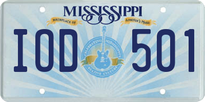 MS license plate IOD501