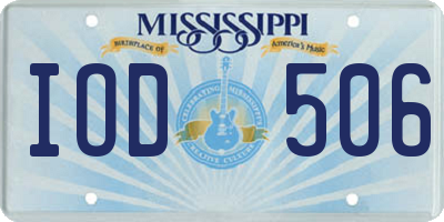 MS license plate IOD506