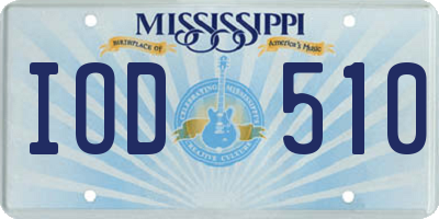 MS license plate IOD510