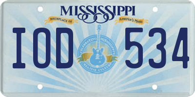 MS license plate IOD534