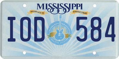 MS license plate IOD584