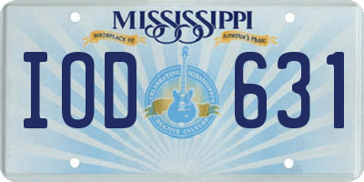 MS license plate IOD631