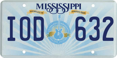 MS license plate IOD632