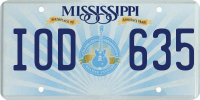 MS license plate IOD635