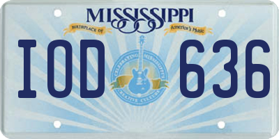MS license plate IOD636