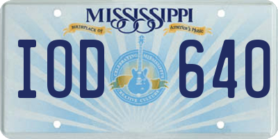 MS license plate IOD640