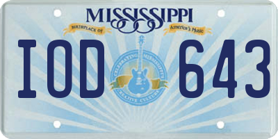 MS license plate IOD643