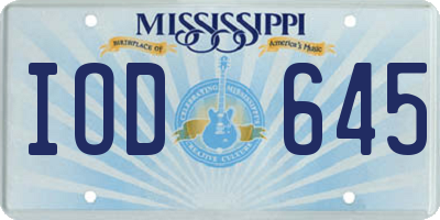 MS license plate IOD645