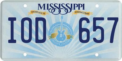 MS license plate IOD657