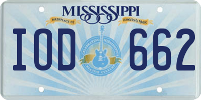 MS license plate IOD662
