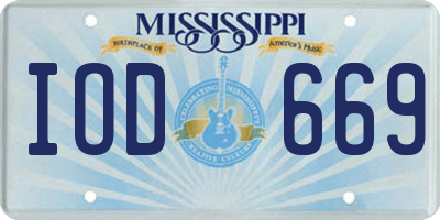 MS license plate IOD669