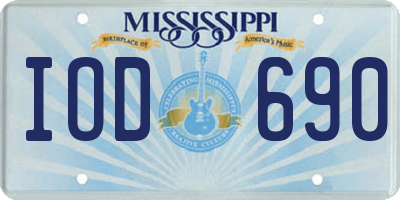 MS license plate IOD690