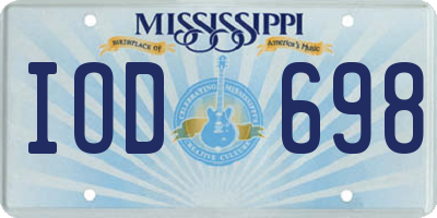 MS license plate IOD698