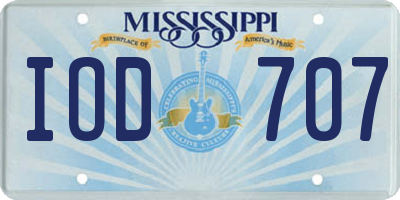 MS license plate IOD707