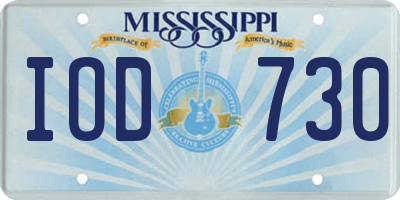 MS license plate IOD730