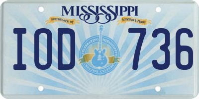 MS license plate IOD736