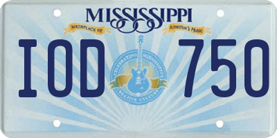 MS license plate IOD750
