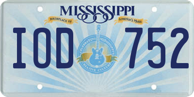 MS license plate IOD752