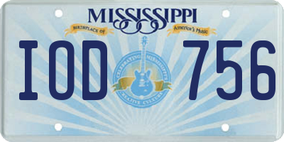 MS license plate IOD756