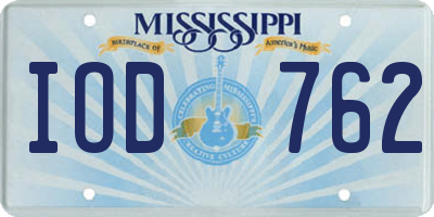 MS license plate IOD762