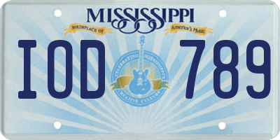 MS license plate IOD789