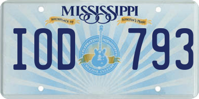MS license plate IOD793