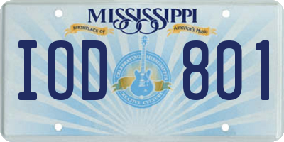 MS license plate IOD801