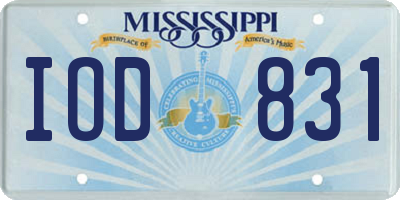 MS license plate IOD831