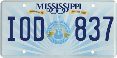 MS license plate IOD837