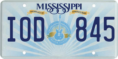 MS license plate IOD845