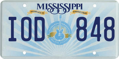 MS license plate IOD848
