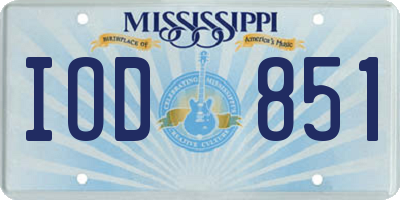 MS license plate IOD851