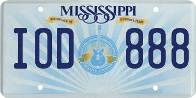 MS license plate IOD888