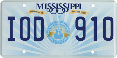 MS license plate IOD910