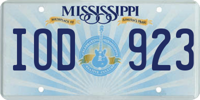 MS license plate IOD923