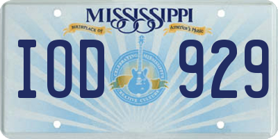 MS license plate IOD929